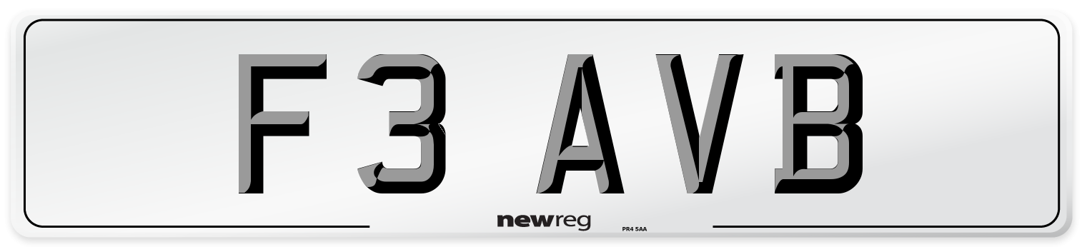 F3 AVB Number Plate from New Reg